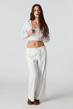 Pantalon à jambe large côtelé doux avec taille coulissante