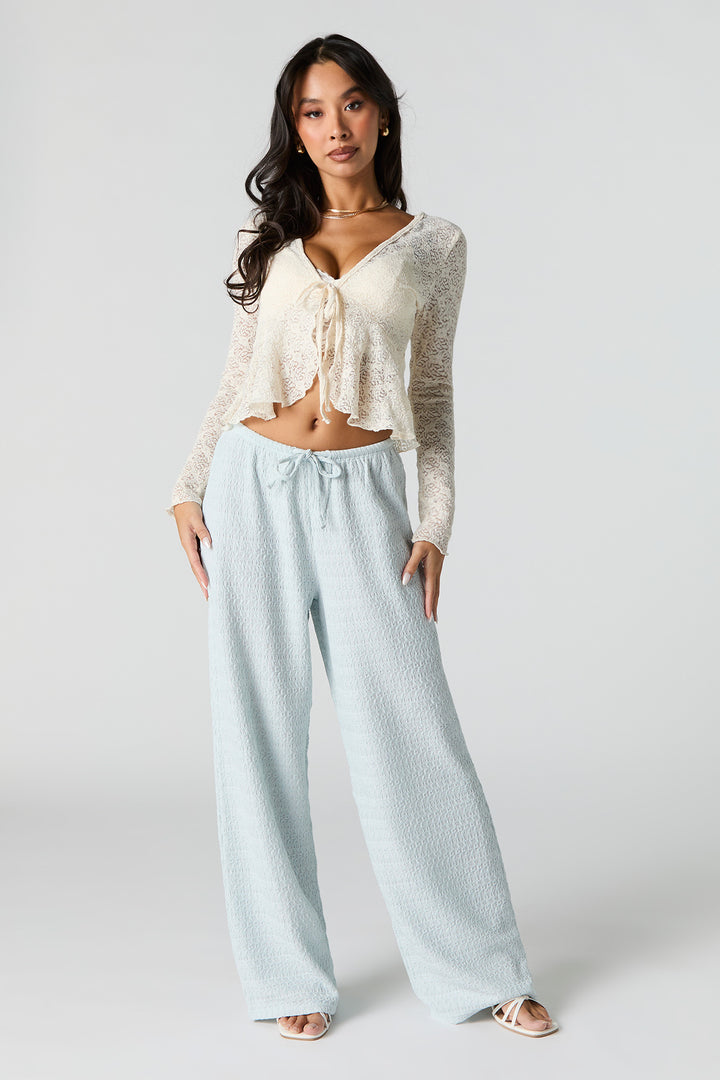 Pantalon en tricot texturé à jambe large