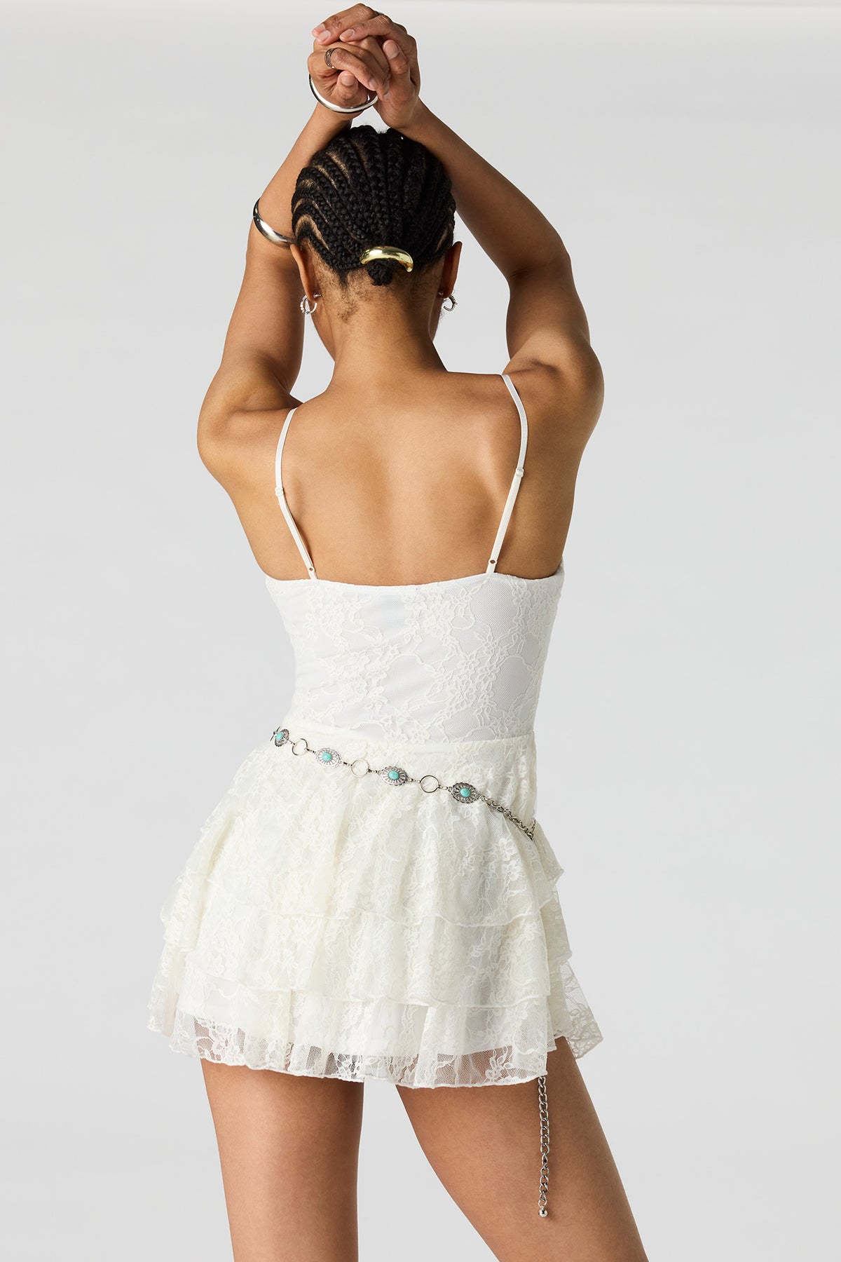 Alt View 2. Tiered Lace Romper - White