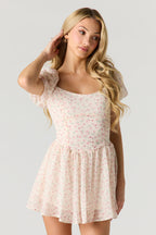 Combi-short en mousseline à petit imprimé floral