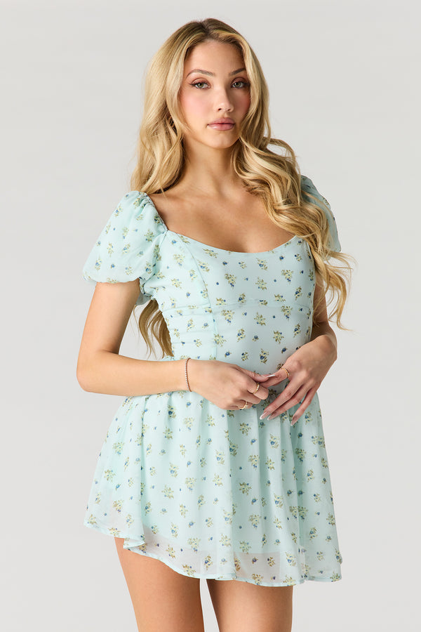 forever 21 long sleeve floral dress Tiered Ditsy Mini Cream Medium at Amazon Women's Clothing store cut back Floral Print Maxi Wrap Dress