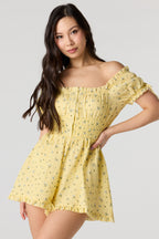 Combi-short texturé à épaules dénudées