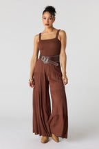 Textured Wide Leg Jumpsuit