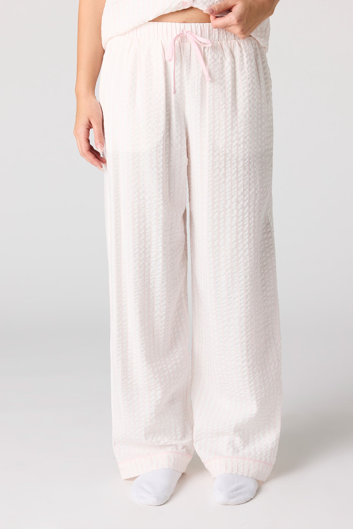 Alt View 3. Striped Button-Up Top & Pant Pajama Set - Pink