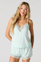 Lace V-Neck Tank & Short Pajama Set