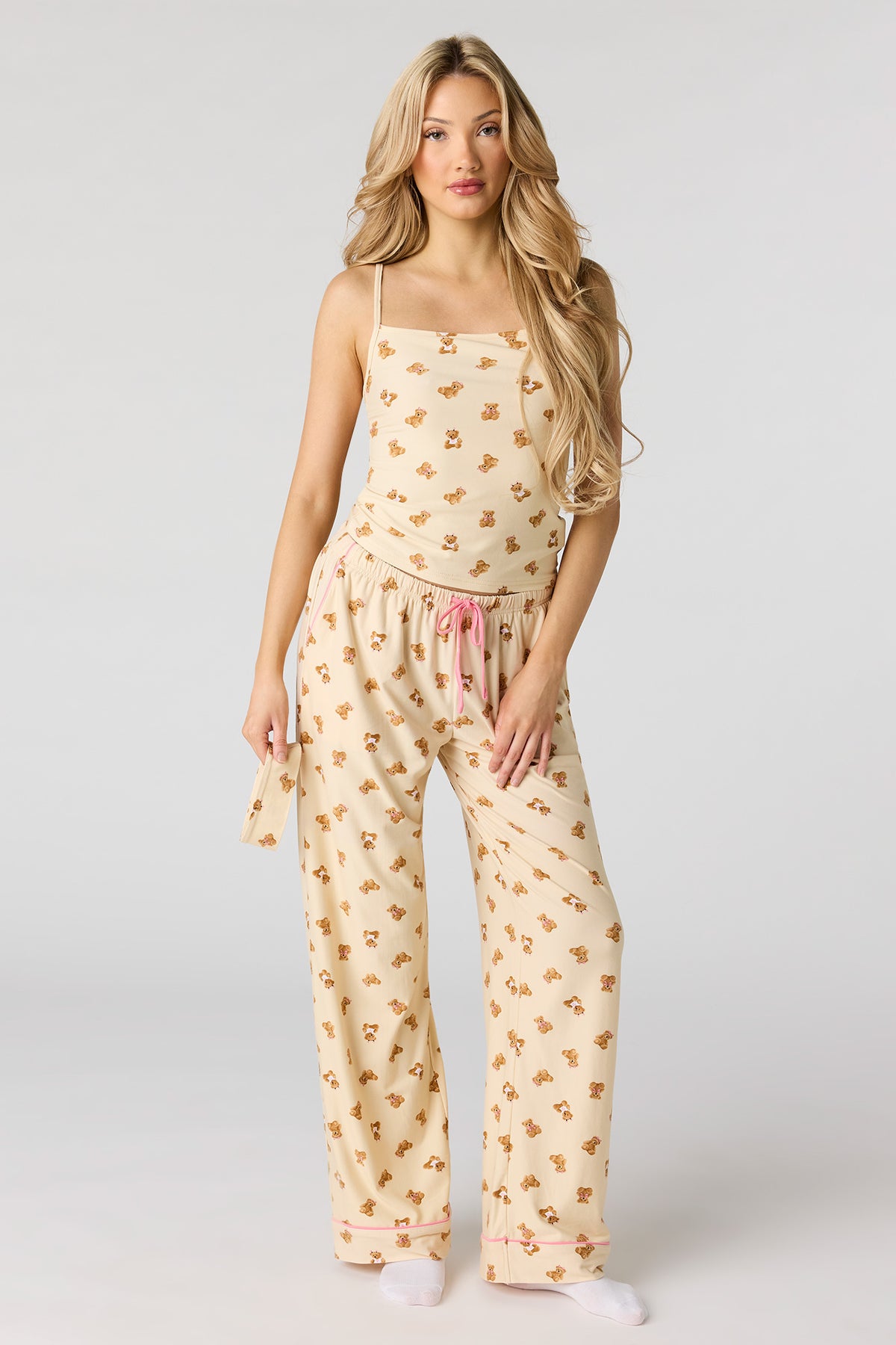Ensemble pyjama doux avec débardeur, pantalon et bandeau