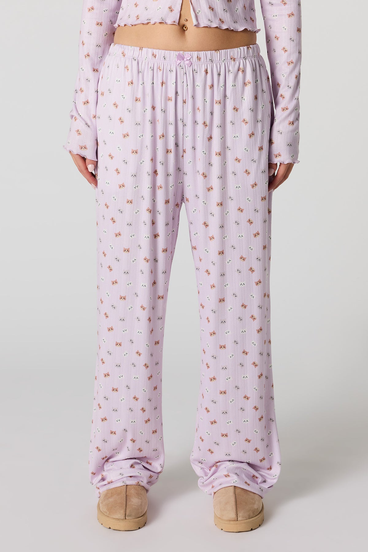 Vue alternative 3. Ensemble pyjama avec haut côtelé imprimé à manches longues et pantalon