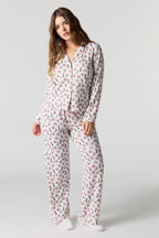 Ensemble pyjama avec chemisier boutonné imprimé et pantalon