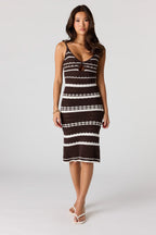 Crochet Keyhole Cut-Out Midi Dress