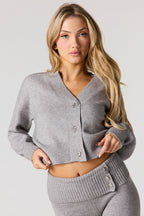 Cardigan boutonné en tricot confortable à encolure en V
