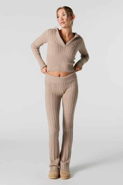 Cable Knit Wide Leg Pant