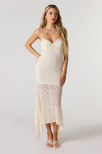 Lace Bustier Asymmetrical Midi Dress