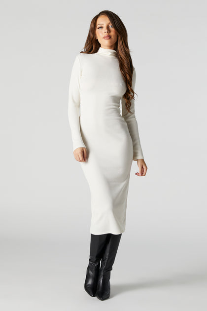 Turtleneck Long Sleeve Bodycon Sweater Dress