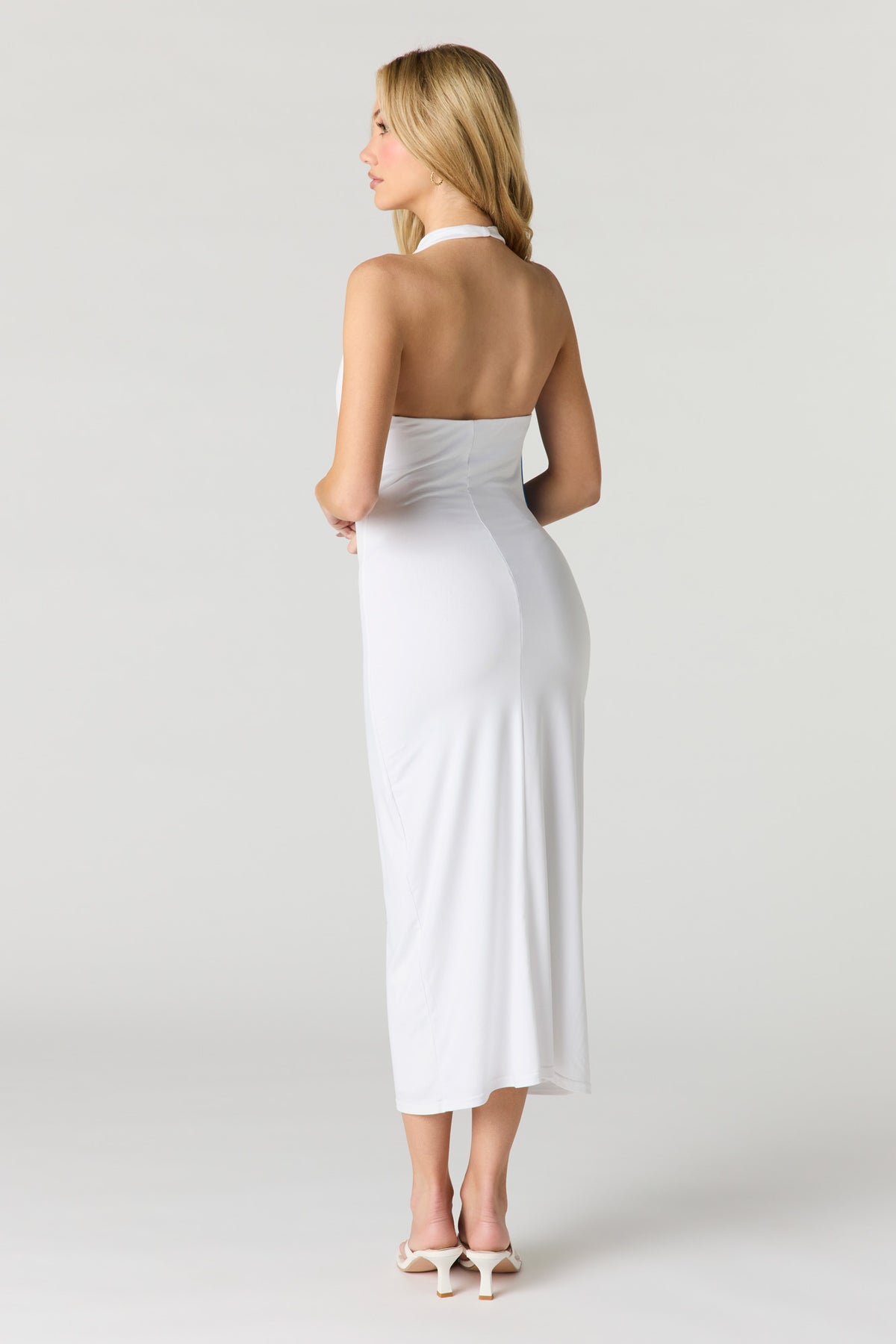 Alt View 3. Contour Cowl Neck Halter Dress - Blue