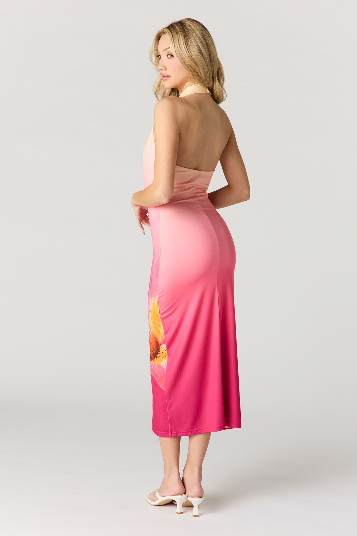 Alt View 3. Contour Cowl Neck Halter Dress - Pink
