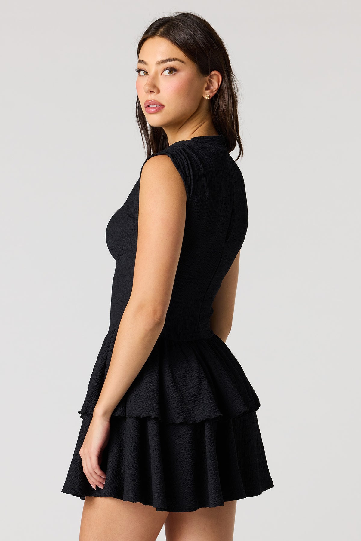Alt View 8. Jacquard Knit Tiered Ruffled Mini Dress - Red