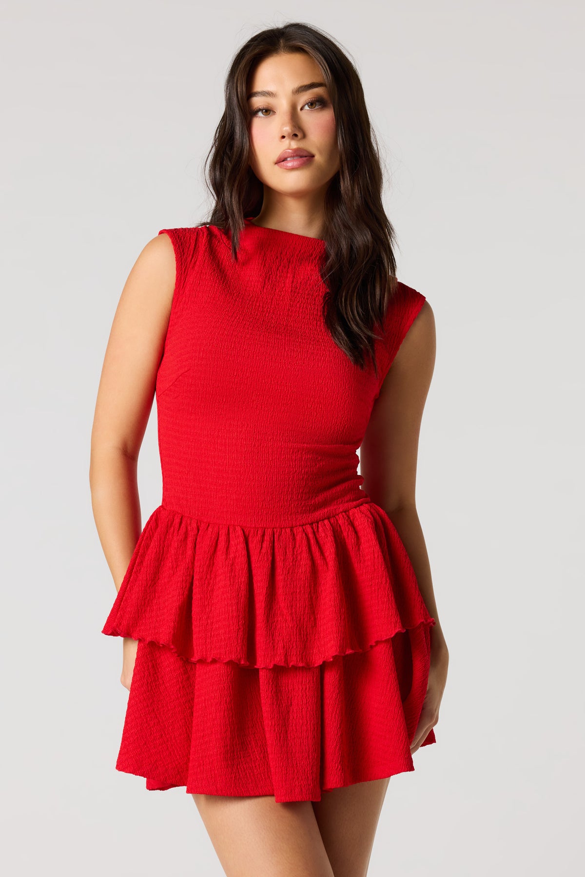 Jacquard Knit Tiered Ruffled Mini Dress – Urban Planet