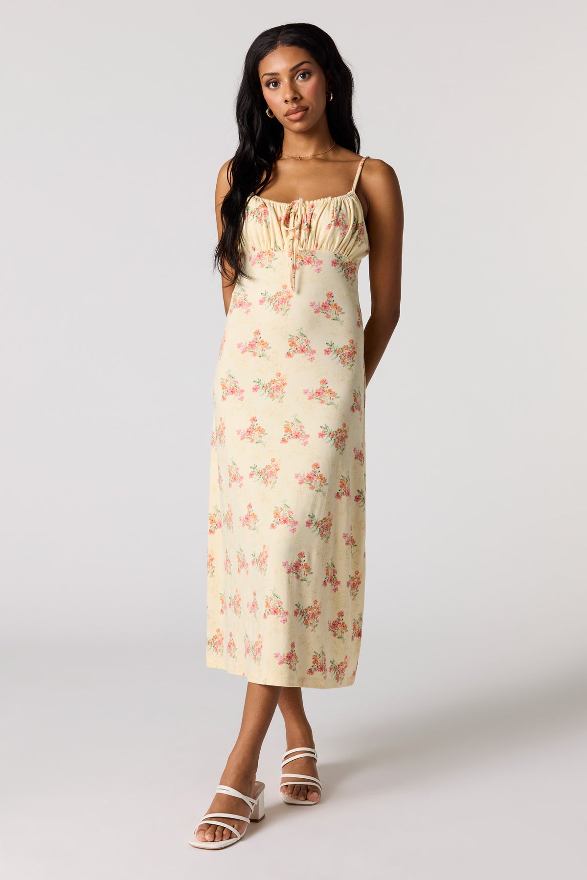 Robe midi trapèze fleurie douce