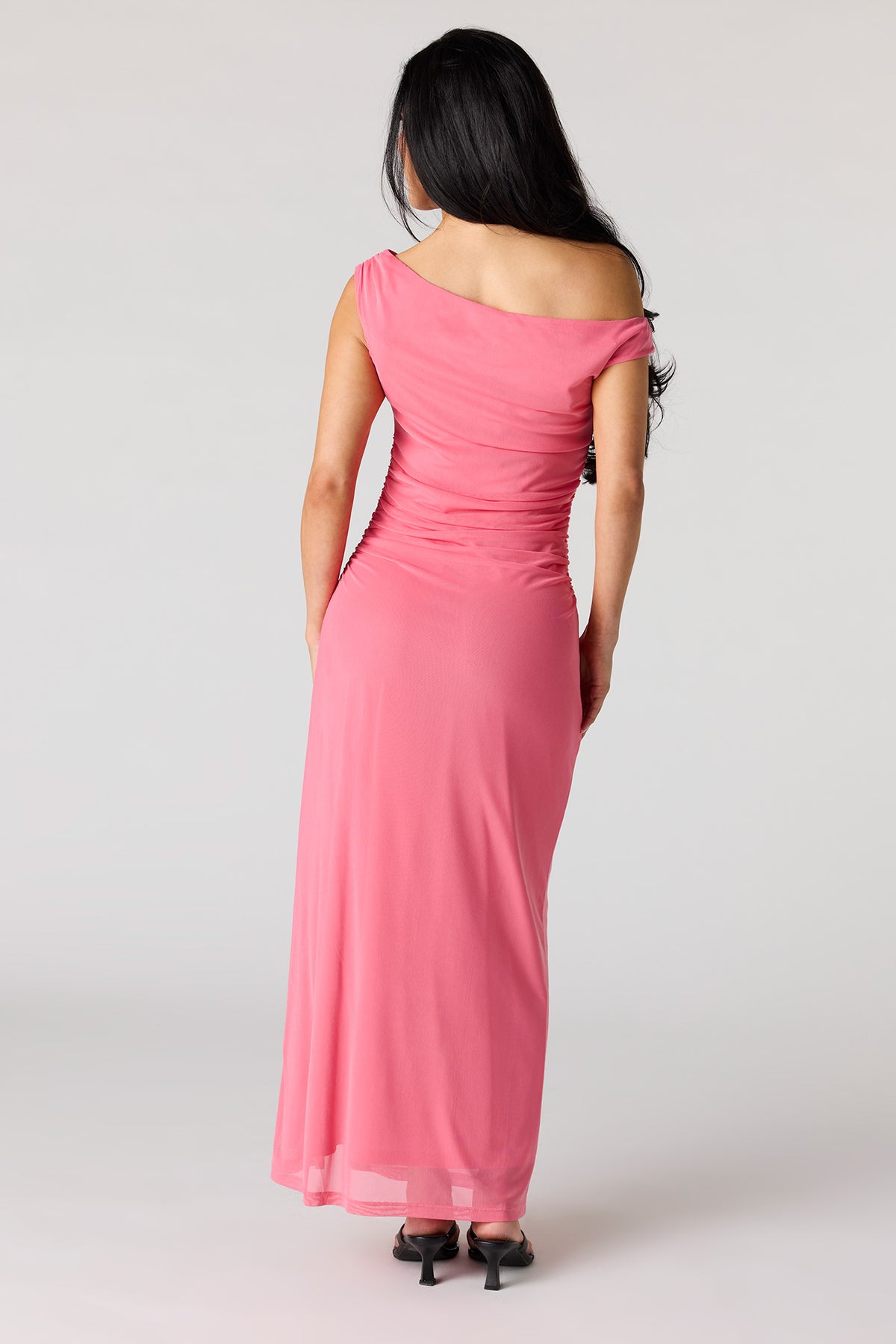 open lace back dress Ayeshya Slinky Asymmetric Maxi Dress