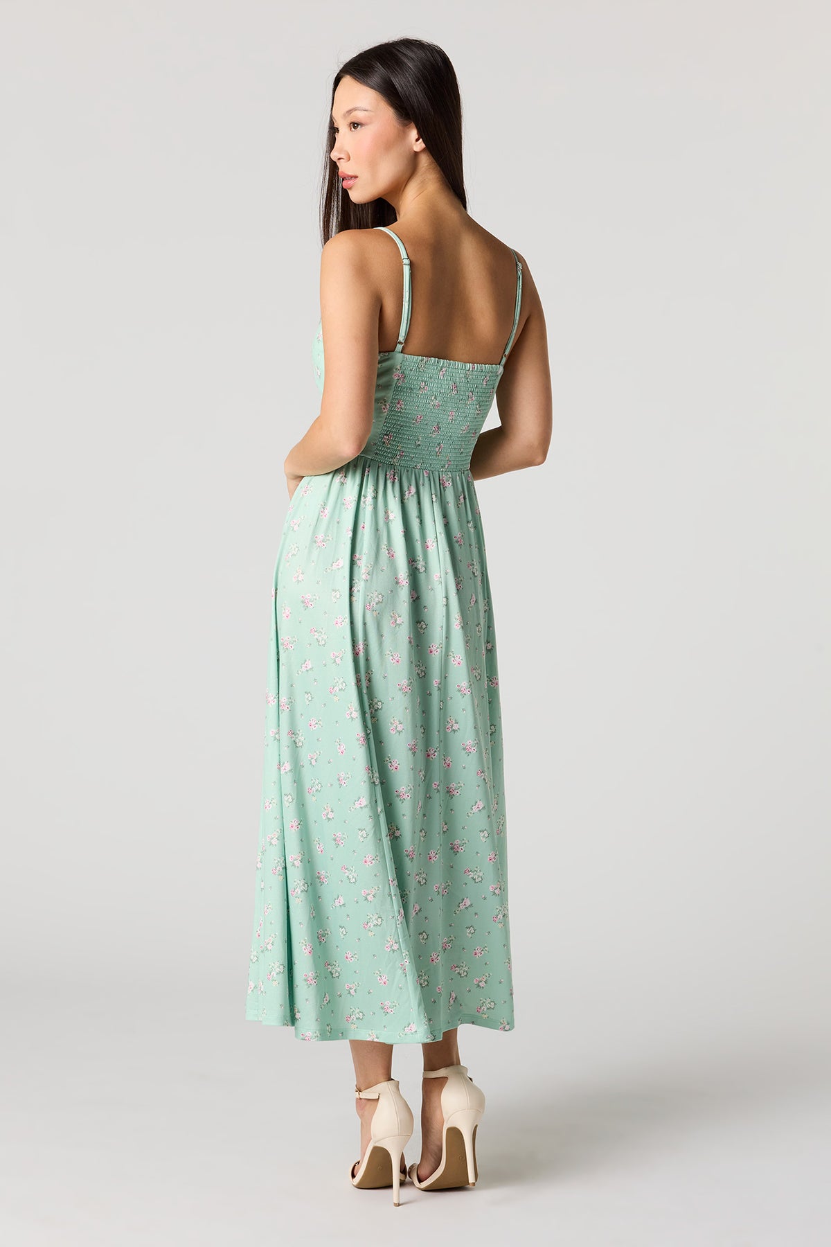 Alt View 3. Crepe V-Neck Maxi Dress - Green