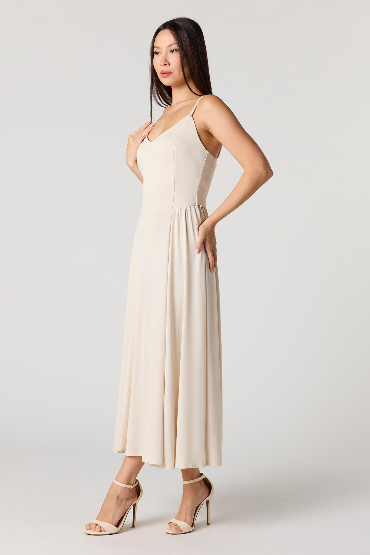Alt View 2. Crepe V-Neck Maxi Dress - Ivory
