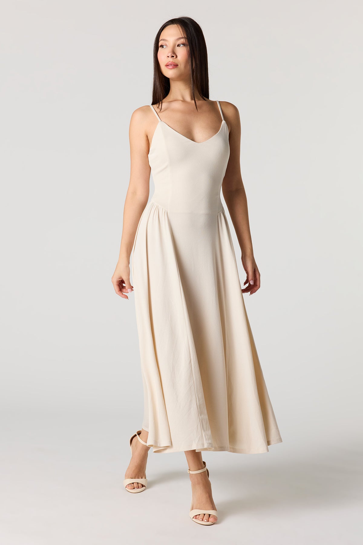 Crepe V-Neck Maxi Dress - Ivory