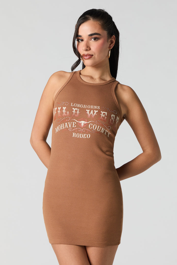 Minirobe t-shirt côtelée à imprimé