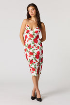 Midirobe ajustée en crêpe avec fente et soutien-gorge intégré