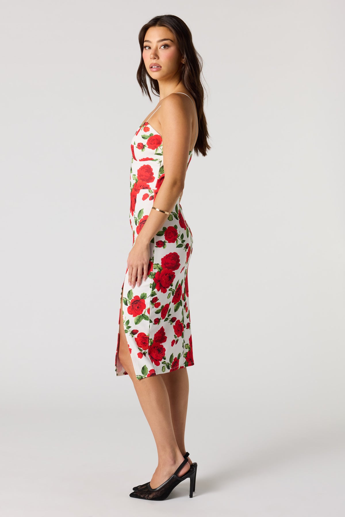 Vue alternative 3. Midirobe ajustée en crêpe avec fente et soutien-gorge intégré