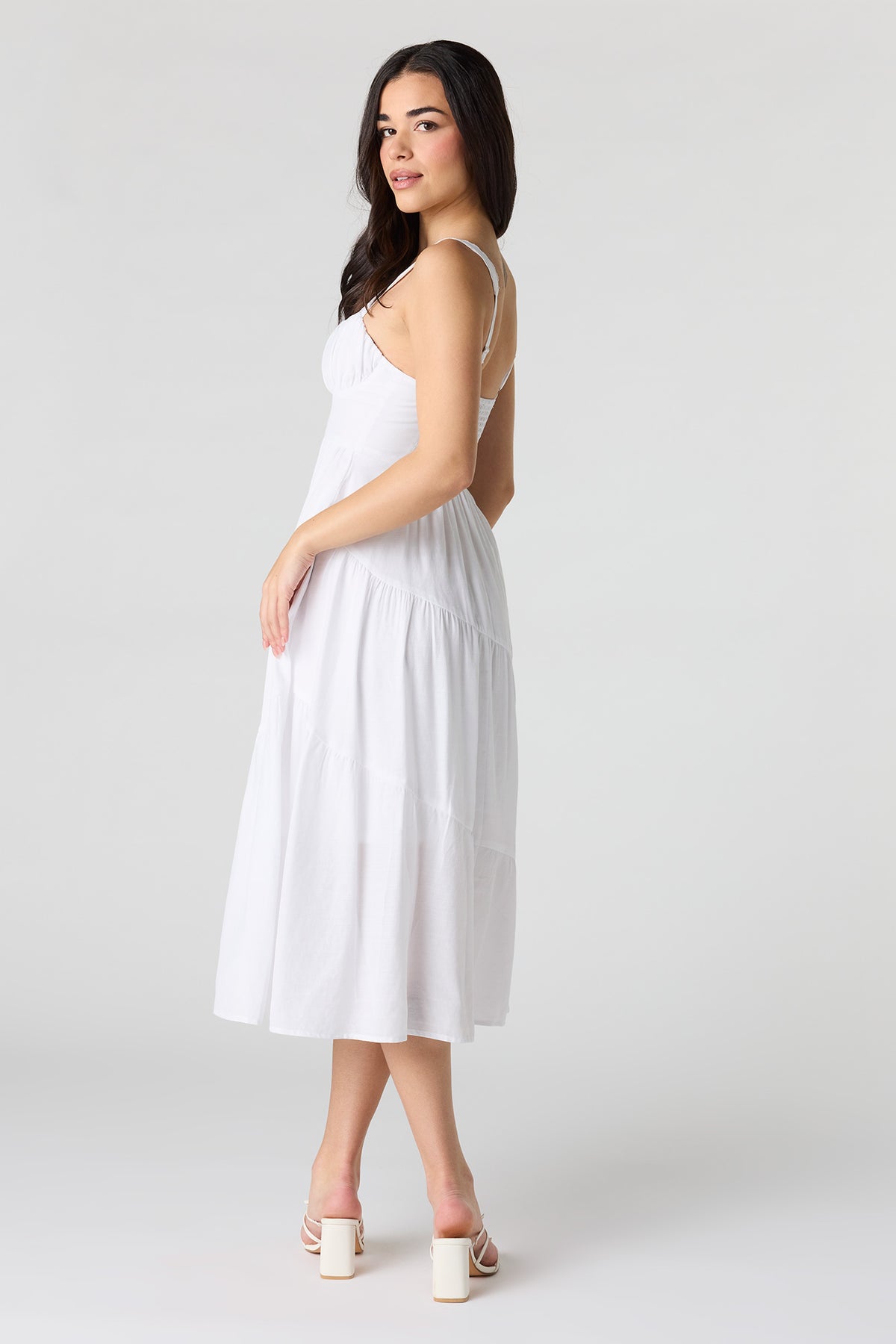 Alt View 3. Sweetheart Neck Midi Dress - White