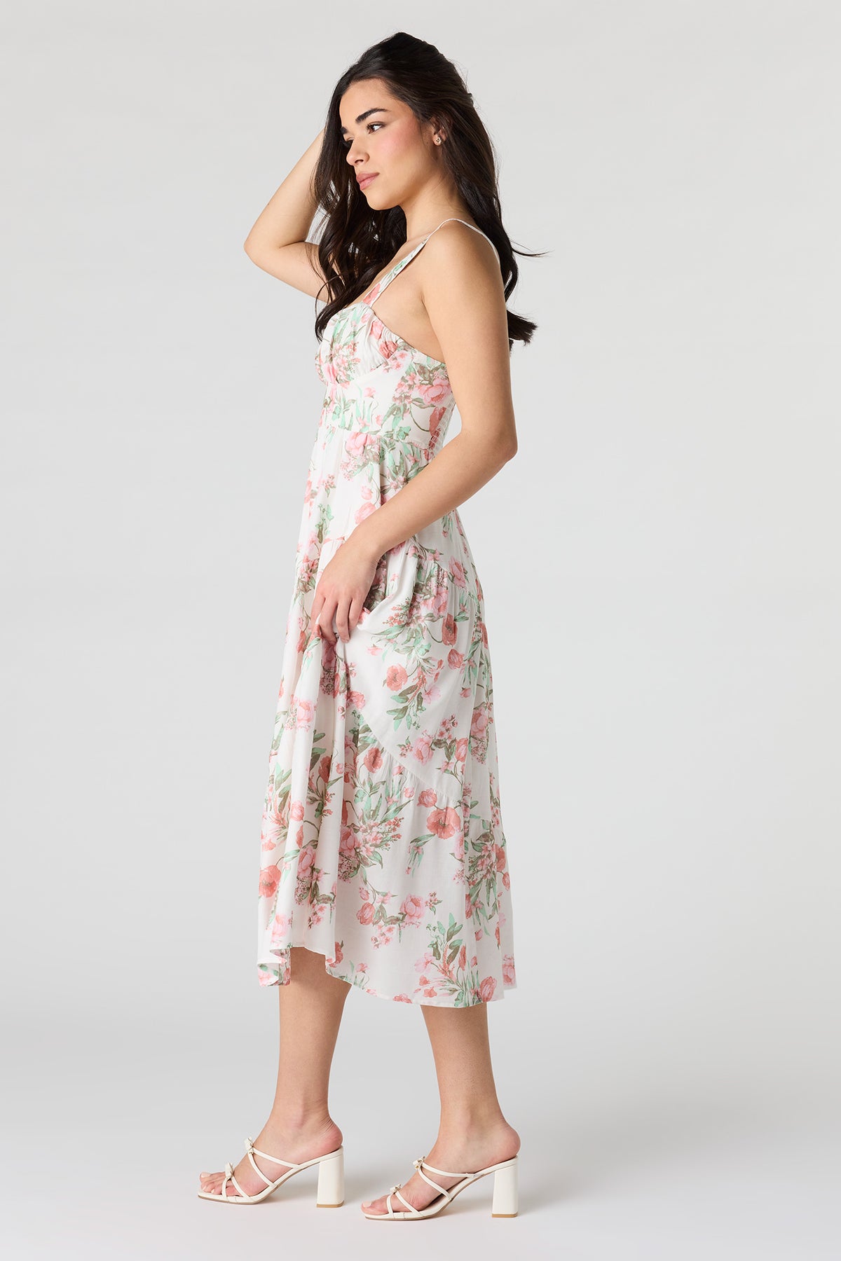 Alt View 2. Sweetheart Neck Midi Dress - Pink