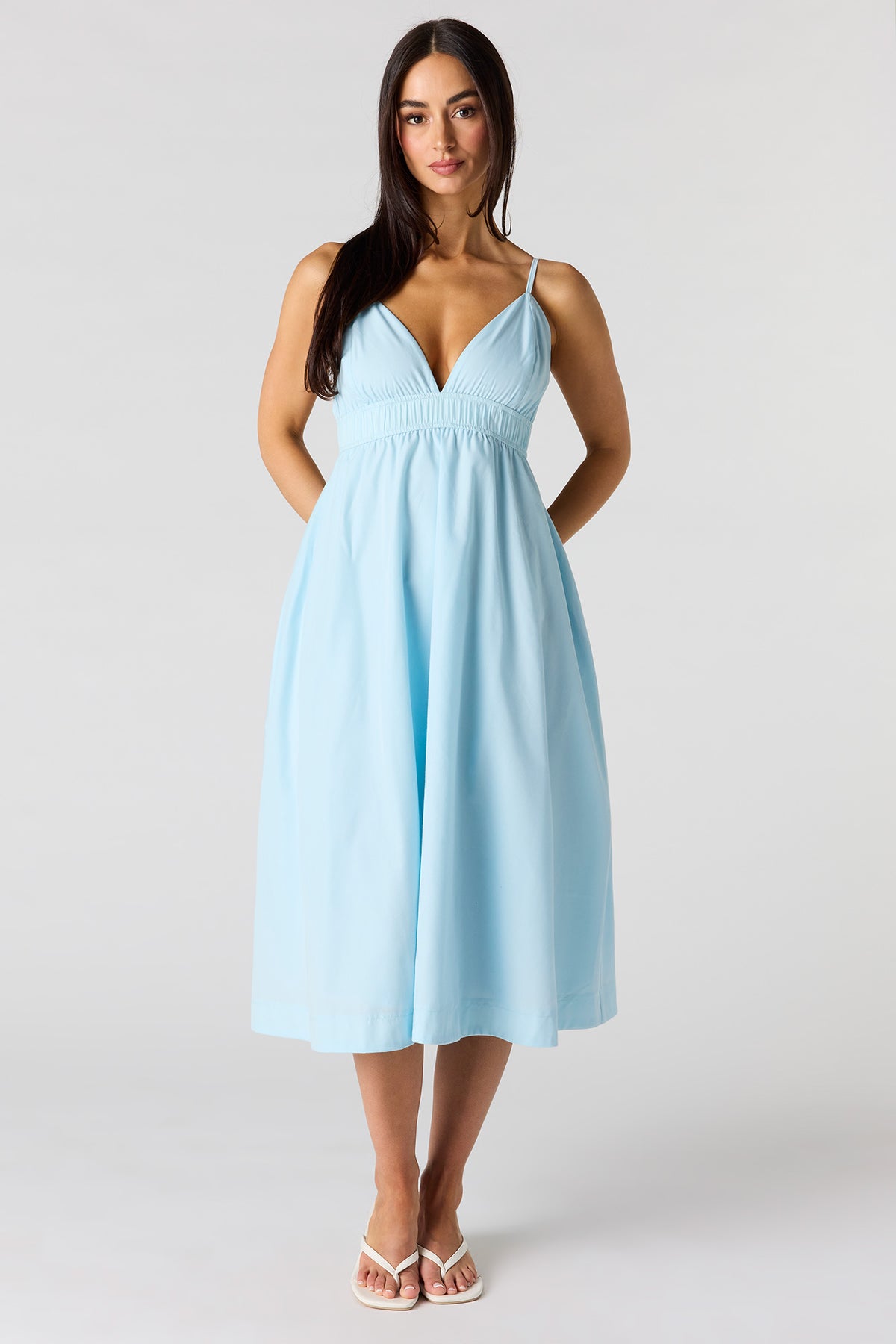 Poplin Midi Dress - Sky Blue