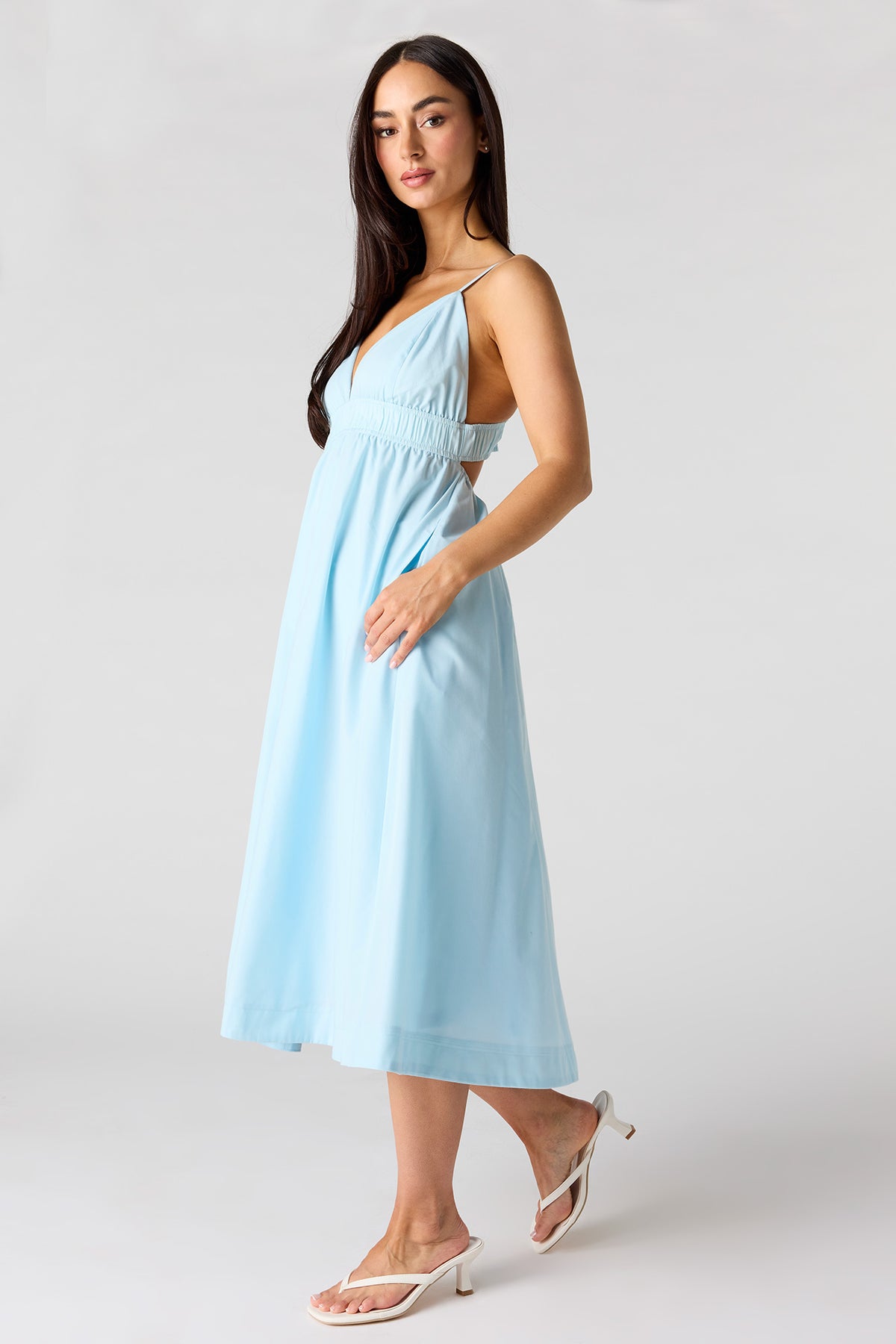 Alt View 2. Poplin Midi Dress - Sky Blue