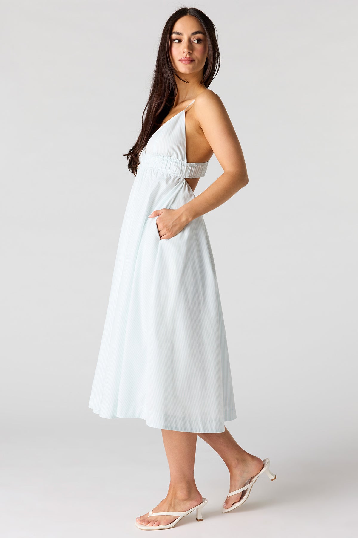 Alt View 2. Poplin Midi Dress - Light Blue