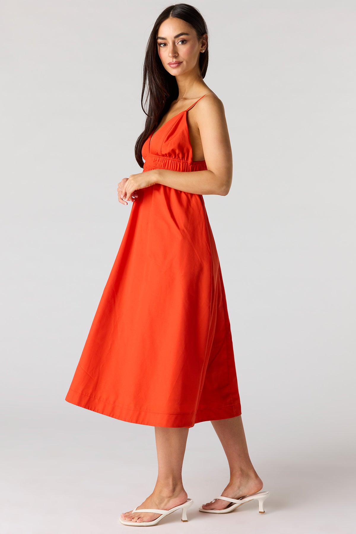 Alt View 2. Poplin Midi Dress - Red