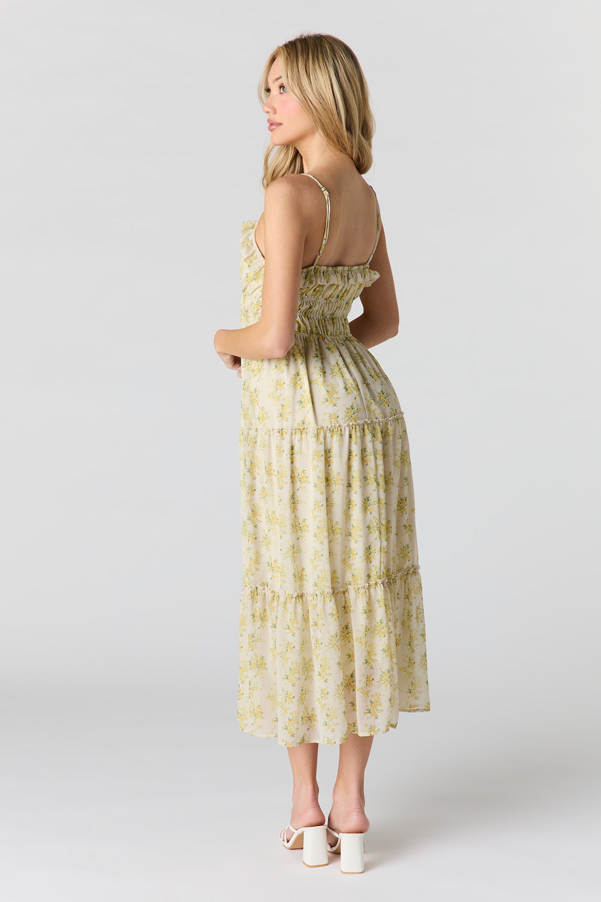 Floral Chiffon Tiered Midi Dress – Urban Planet