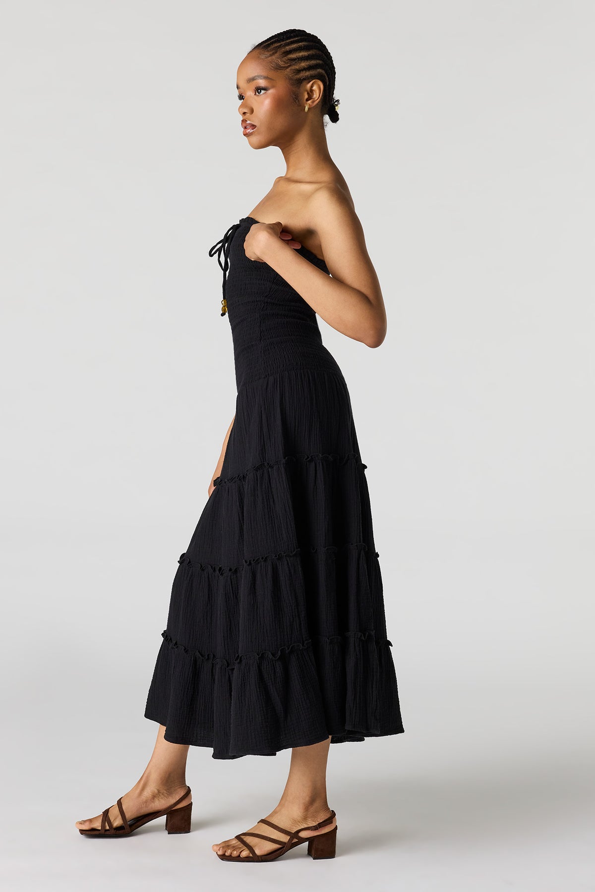 Alt View 2. Smocked Tube Midi Dress - Black