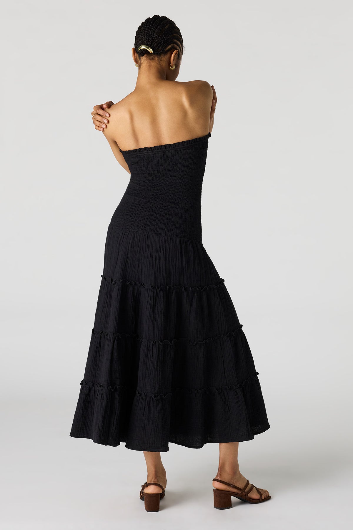Alt View 3. Smocked Tube Midi Dress - Black