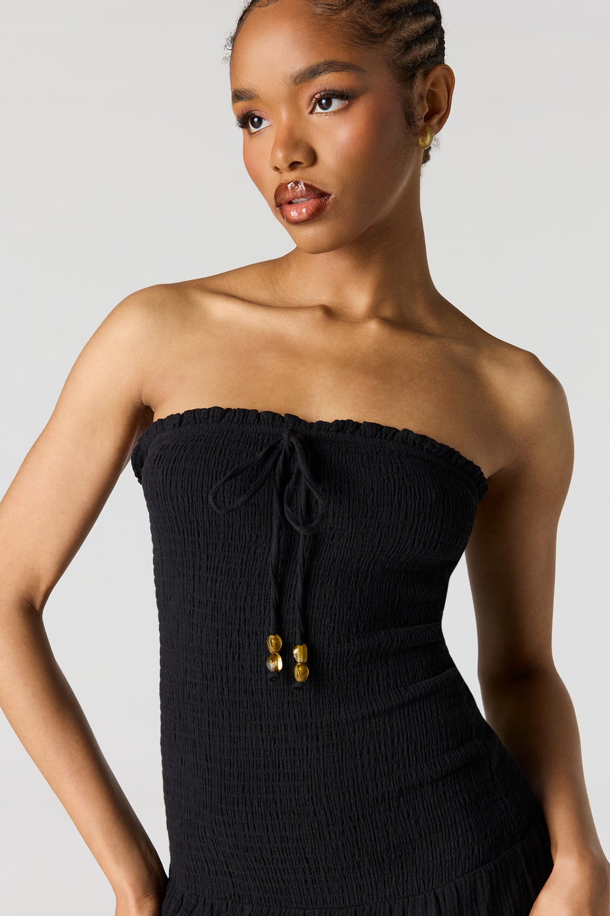 Alt View 4. Smocked Tube Midi Dress - Black