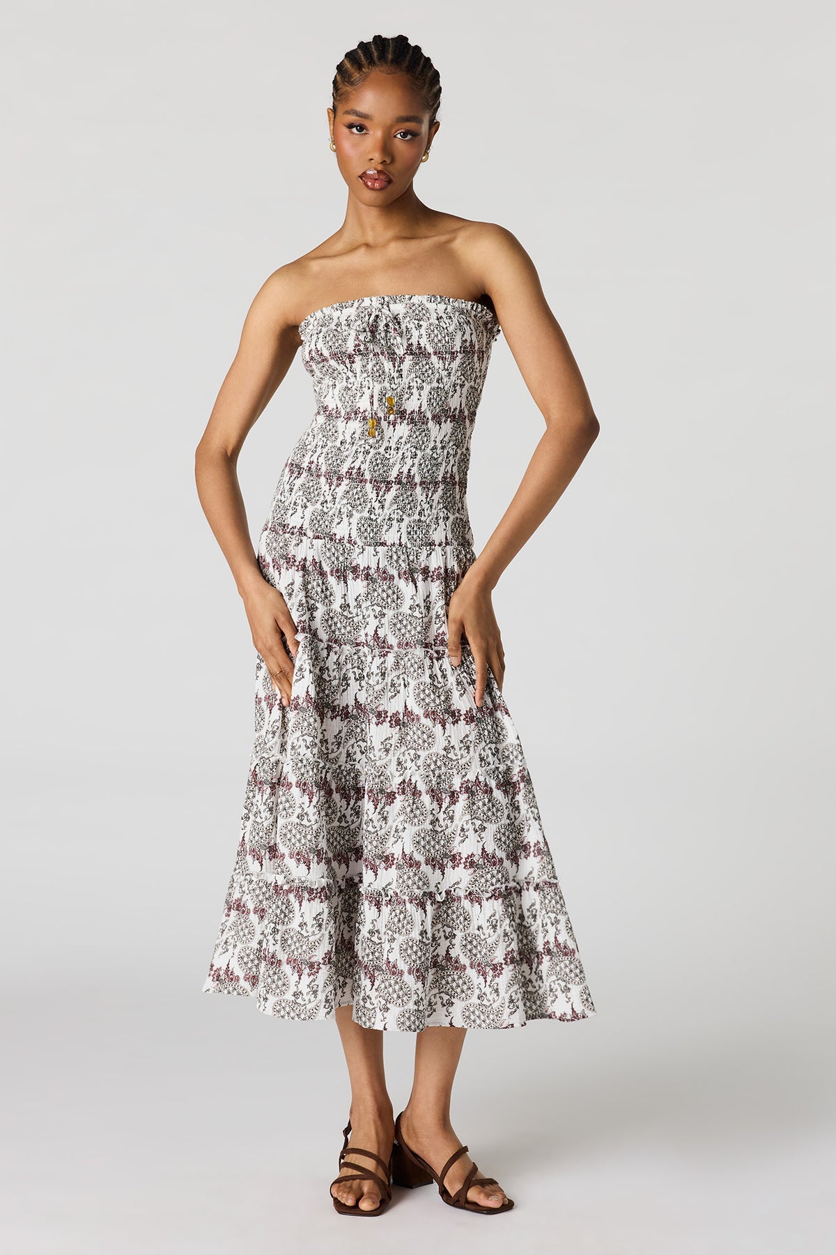 Alt View 2. Smocked Tube Midi Dress - Ivory