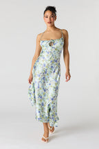 Robe maxi asymétrique en satin