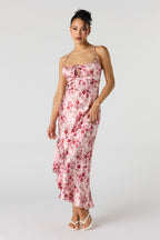 Robe maxi asymétrique en satin