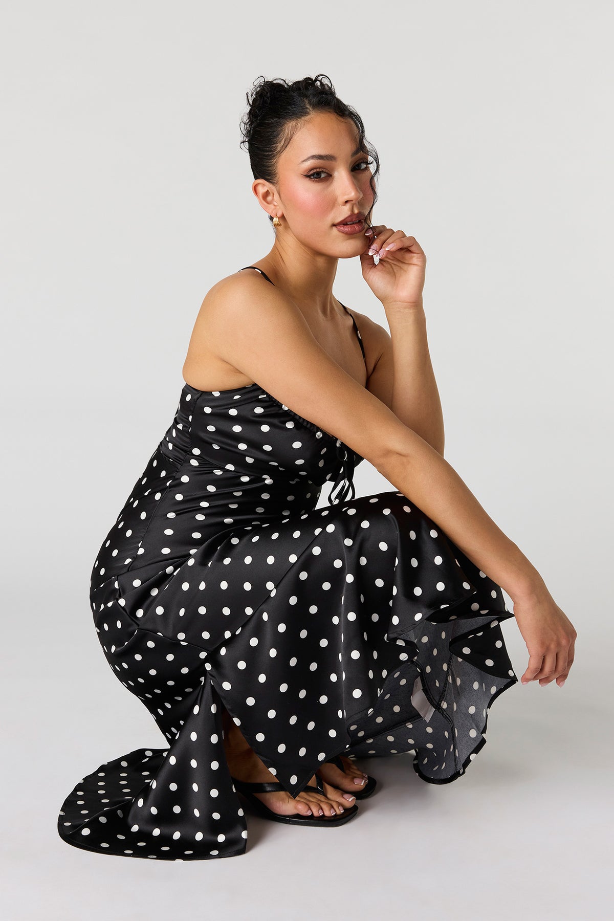 bhldn strapless basque waist a line midi dress Satin Asymmetrical Maxi Dress – Urban Planet