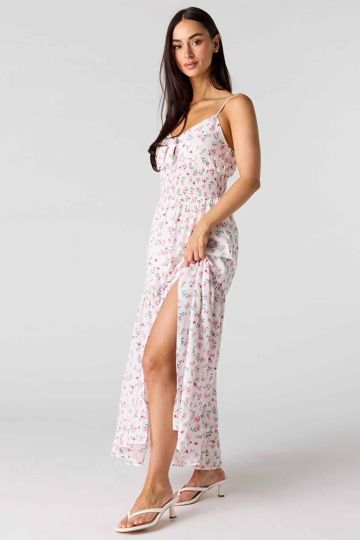 Alt View 2. Smocked Crepe Tiered Midi Dress - Off White
