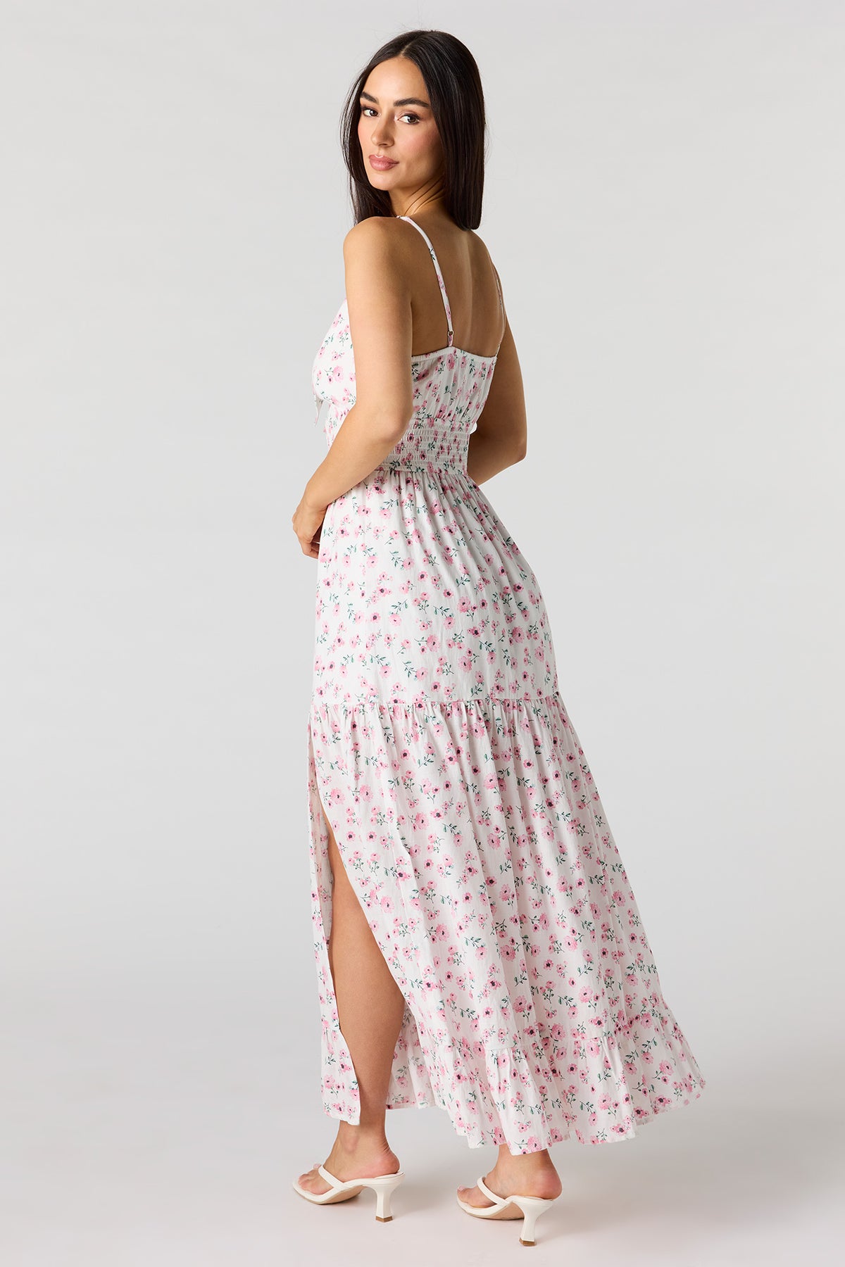 Alt View 3. Smocked Crepe Tiered Midi Dress - Off White