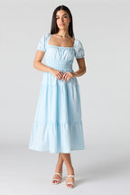 Robe midi à volant et manche bouffante