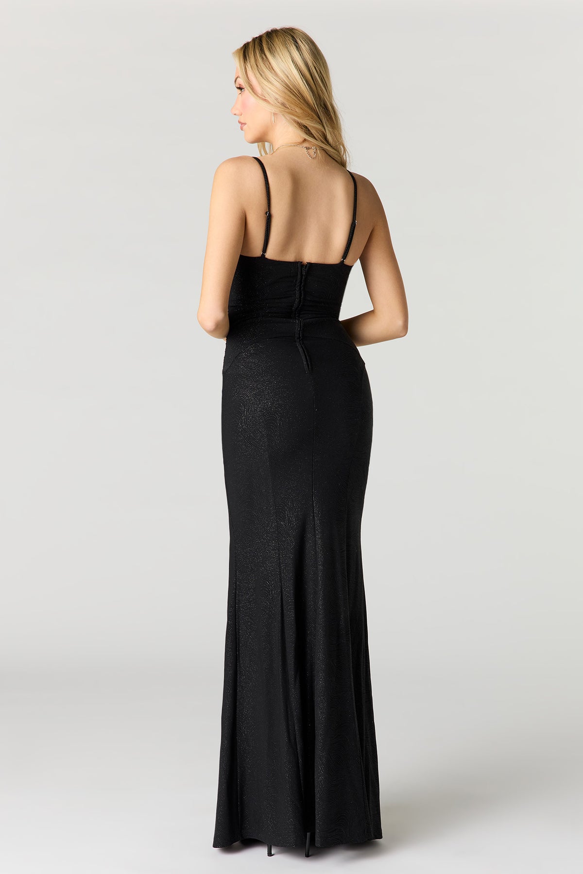 Alt View 7. Glitter Swirl Sweetheart Ruched Maxi Dress - Oatmeal