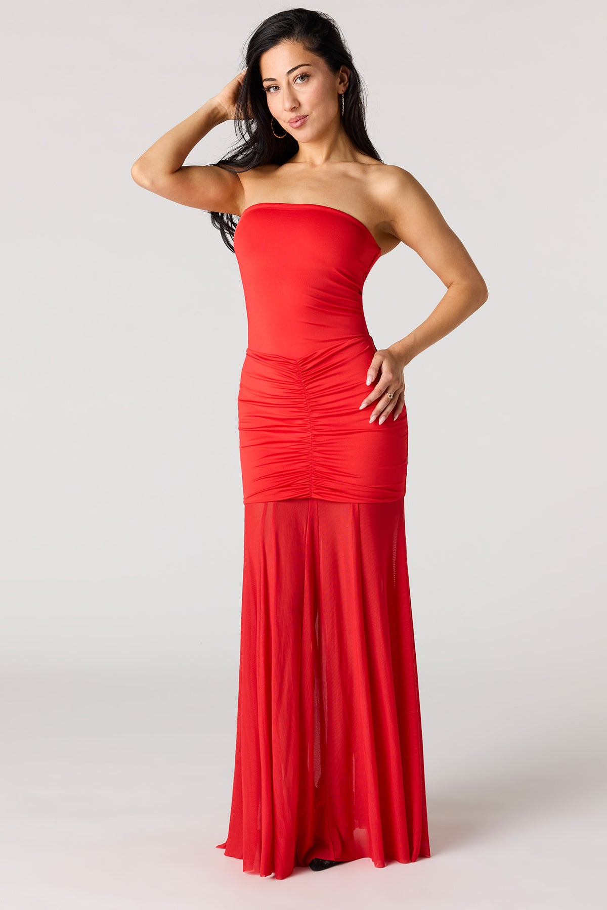 knee length dresses for ladies Nataly Ruched Maxi Dress main image 1