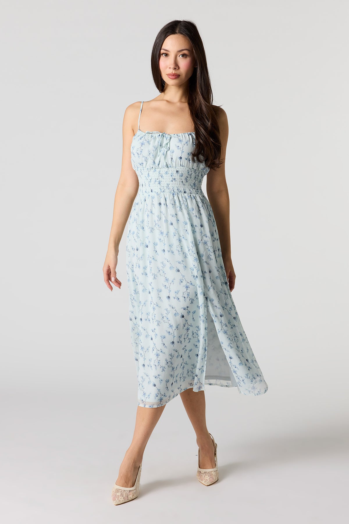 Robe midi en chiffon