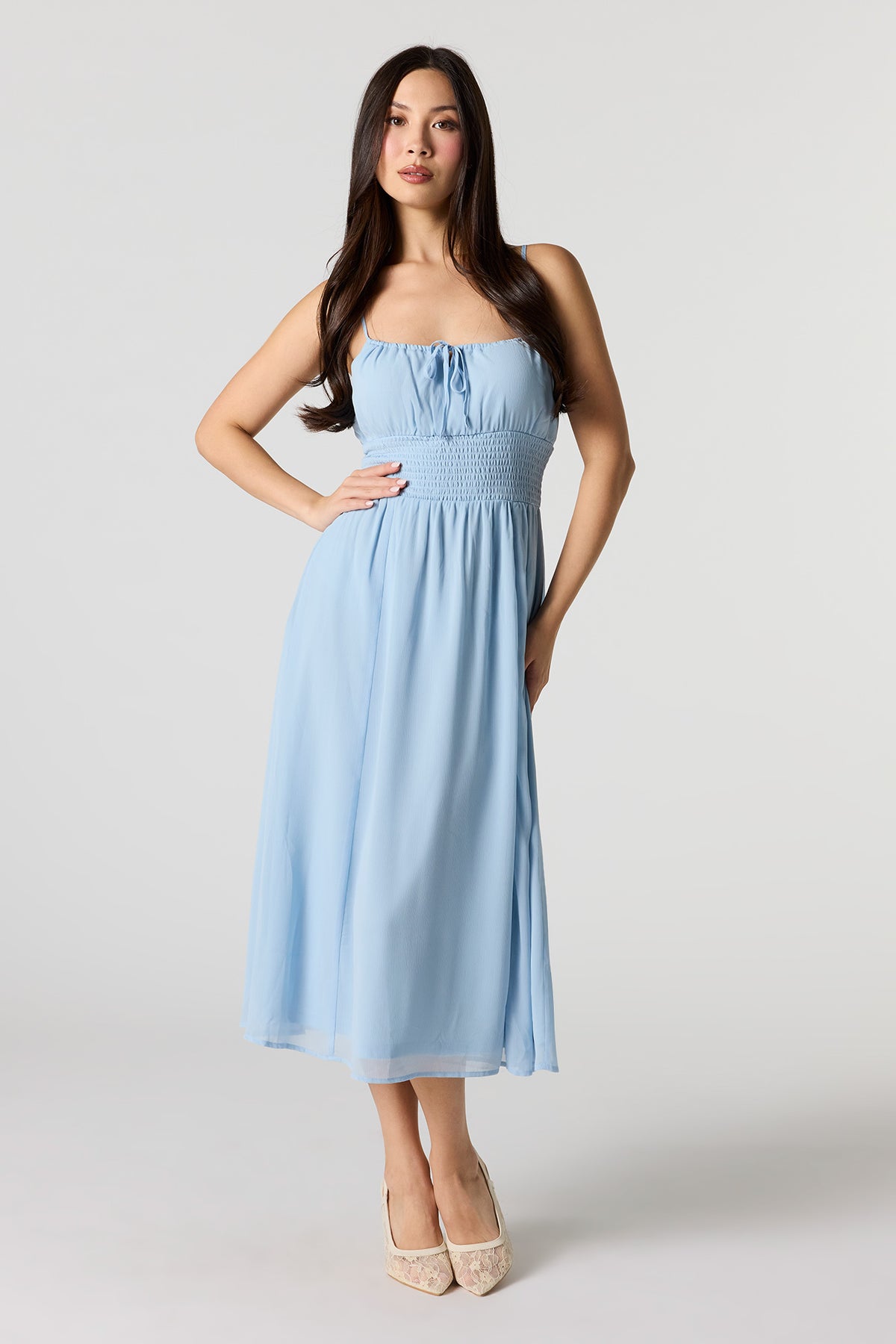 Chiffon Midi Dress - Light Blue